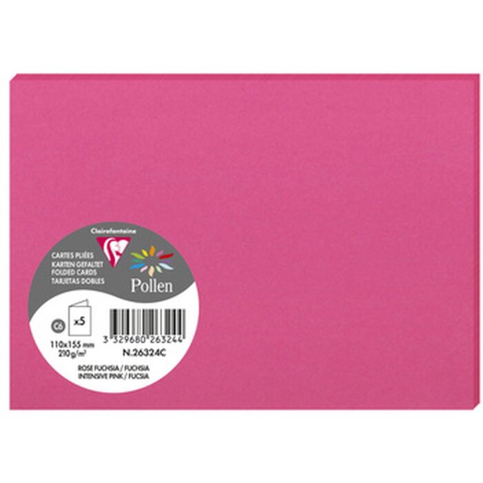 5 cartes doubles Pollen fuchsia - 110x155 mm