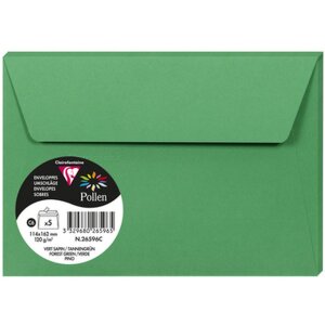 5 enveloppes Pollen 114x162 mm vert sapin