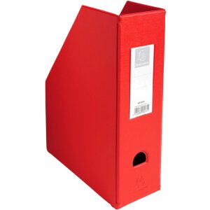 Porte-revues en PVC rigide 2mm dos 100mm avec porte-étiquette collé et trou de préhension rouge