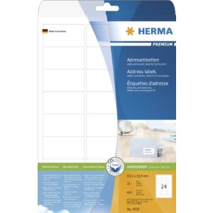 Étiquettes dadresse HERMA Premium A4 63,5x33,9 mm...