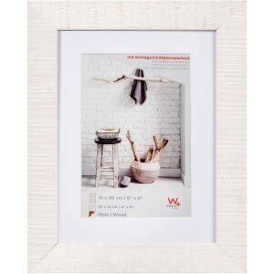 15x20 cm cadre en bois HOME en blanc polaire