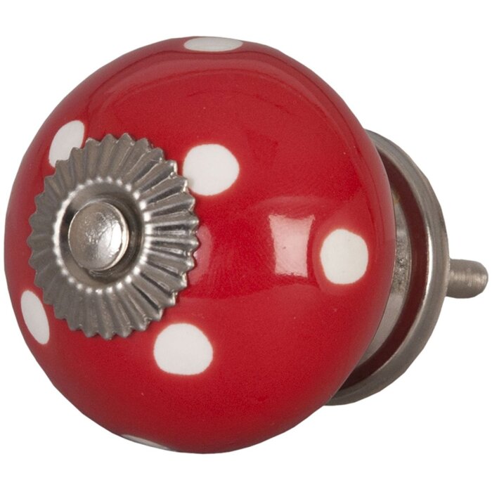 Clayre & Eef 62326 Bouton de porte Ø 4 cm rouge à pois