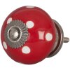 Clayre & Eef 62326 Bouton de porte Ø 4 cm rouge à pois