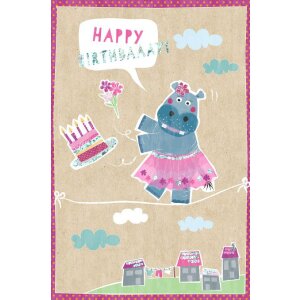 Artebene Carte Birthday Hippo Ballerina