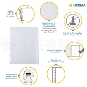 Carton photo HERMA A4 blanc 230x297 avec feuille de protection 10 feuilles