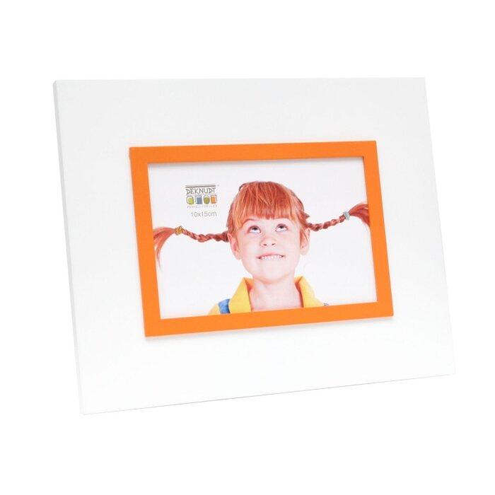 Cadre photo Deknudt S67JK 10x15 cm blanc avec bord orange