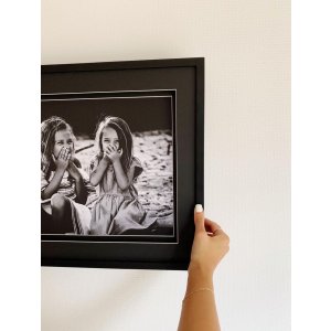 Cadre photo avec passe-partout noir bois 20,0 x20,0 cm S67NK