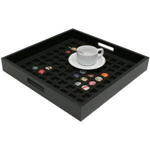 Plateau de service noir pour capsules de champagne (81 pcs)