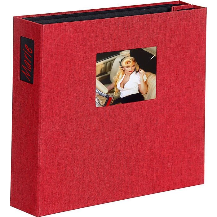 HNFD Album photo Lona rouge lin 1000 photos 34,5x33 cm 168 pages noires