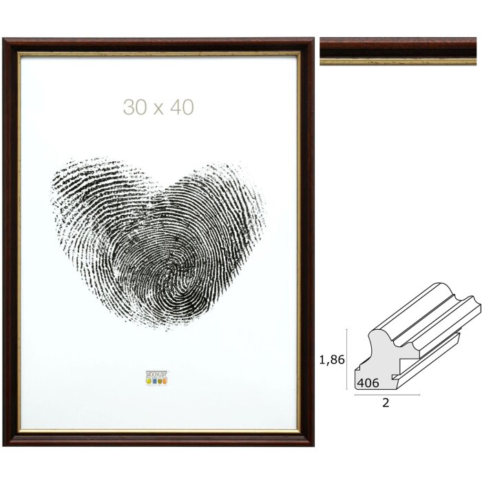 Cadre en bois Deknudt S406 noyer bord doré