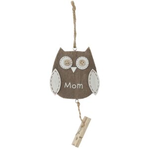 Pendentif en bois Hibou MUM avec pince