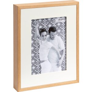 Cadre en bois Double 15x20 cm nature-blanc