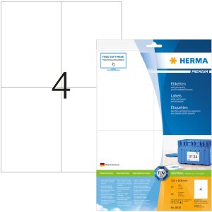 Étiquettes Premium A4, blanches 105x148 mm papier mat 40 pcs.