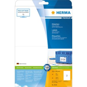 Étiquettes HERMA Premium A4 blanches 210x148 mm...