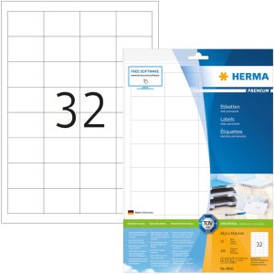 Étiquettes Premium A4, blanches 48,3x33,8 mm papier mat 320 pcs.