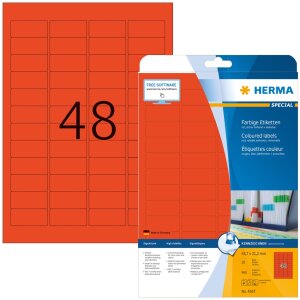 Étiquettes HERMA A4 rouges 45,7x21,2 mm papier mat...