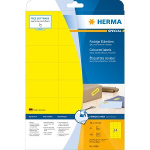 Étiquettes HERMA A4 jaunes 70x37 mm papier mat 480...