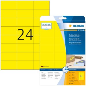 Étiquettes HERMA A4 jaunes 70x37 mm papier mat 480...