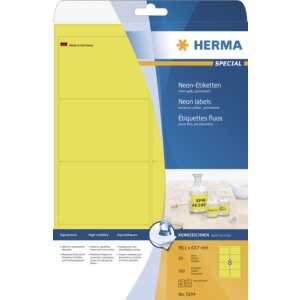 Étiquettes HERMA A4 jaune fluo 99,1x67,7 mm papier...