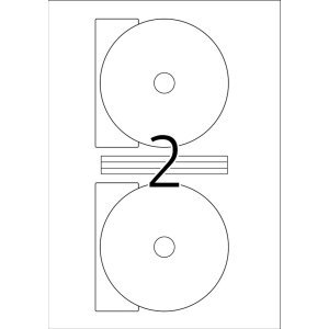 Étiquettes de CD Maxi A4 blanches Ø 116 mm papier mat opaque 20 pcs.