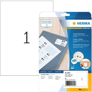 Étiquettes jet dencre HERMA A4 blanches 210x297 mm...