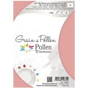 Paquet de 5 cartes Grain de Pollen 105x148 mm Poudre de Corail