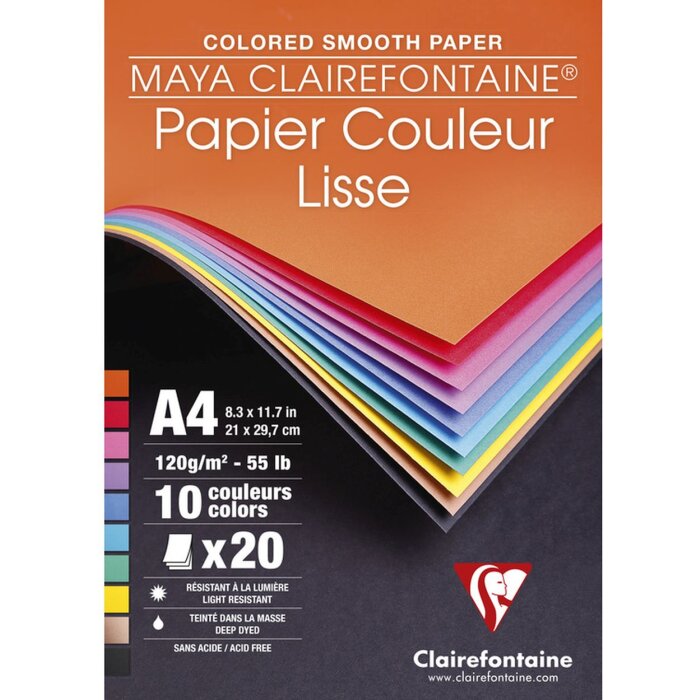 Papier à dessin couleur 20 feuilles A4 120g