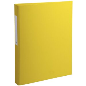 Classeur à anneaux en carton solide 1,8mm PP contrecollé 4 anneaux, 25mm rond fixé à la couverture arrière, dos 30mm, pour format DIN A4 Jaune