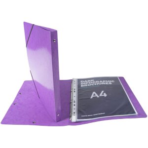 Classeur à anneaux avec élastique 4 anneaux 15mm Iderama - A4 violet Violet