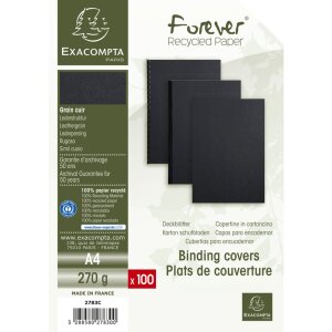 Paquet de 100 - Evercover A4 270g noir