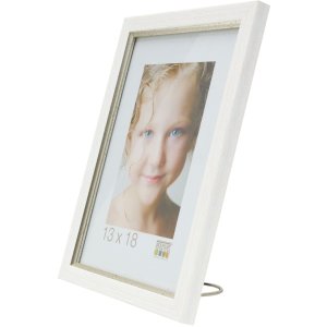 Cadre plastique S46A blanc avec argent 13x18 cm