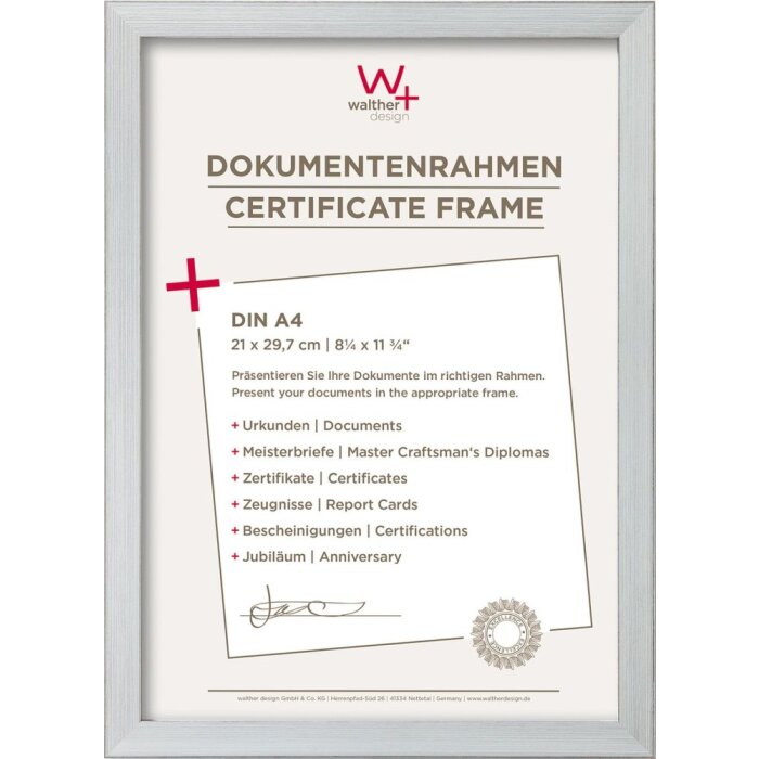 Cadre photo Walther Construction 21x30 cm argent Cadre pour photos de diplômes