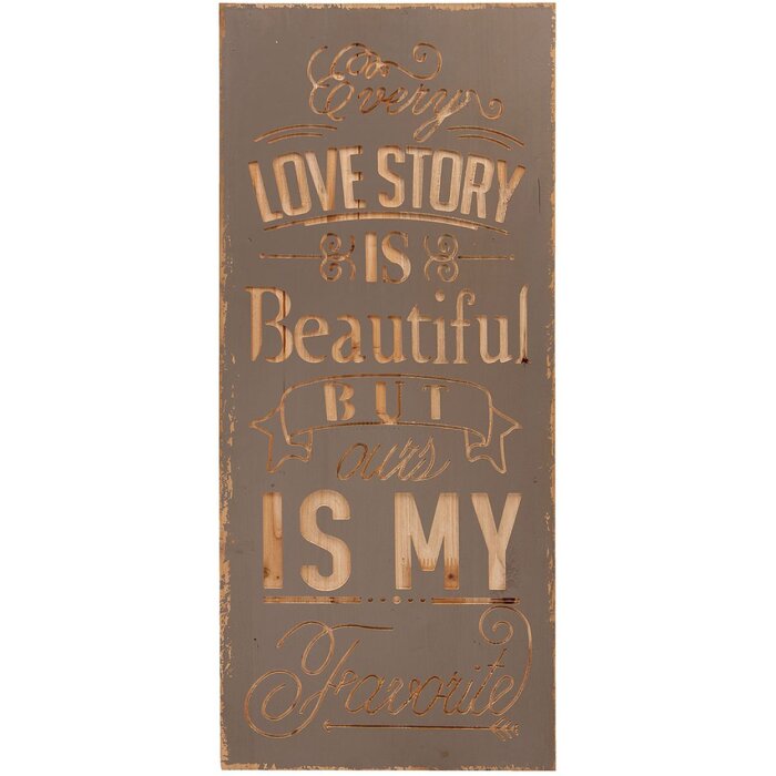 Plaque de texte Lovestory - 5H0289 Clayre Eef gris