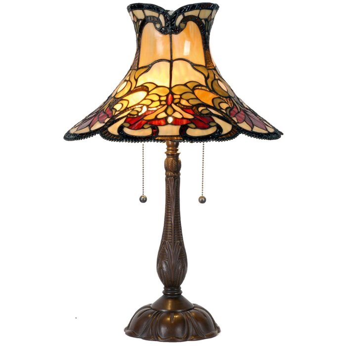 LumiLamp 5LL-5533 Lampe de table Tiffany Ø 51x66 cm Verre jaune Lampe de bureau