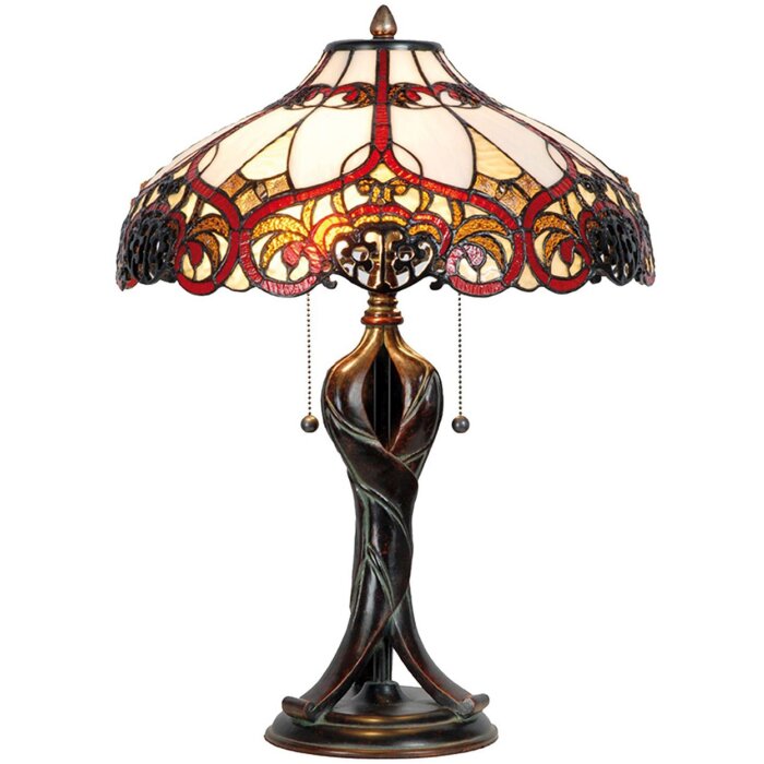 Tiffany lampe de table Ø 41x56 cm rouge multicolore