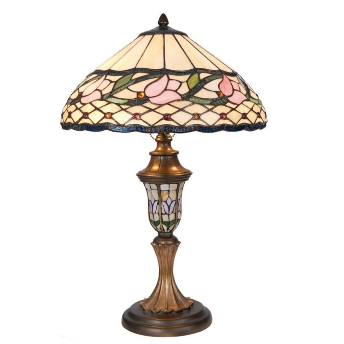 LumiLamp 5LL-5774 Lampe de table Tiffany Ø 40x60 cm rose multicolore