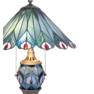 LumiLamp 5LL-5829 Lampe de table Tiffany Ø 40x65 cm Bleu Rouge Verre