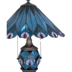 LumiLamp 5LL-5829 Lampe de table Tiffany Ø 40x65 cm Bleu Rouge Verre