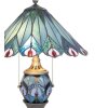 LumiLamp 5LL-5829 Lampe de table Tiffany Ø 40x65 cm Bleu Rouge Verre