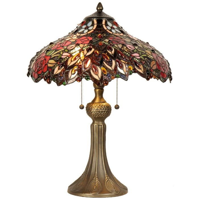 Tiffany lampe de table Ø 43x58 cm rouge multicolore