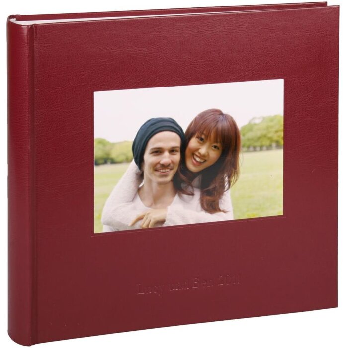 HNFD Album photo KOLARA bordeaux 30x30 cm avec votre photo + texte 100 pages blanches