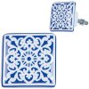 Clayre & Eef 63415 Bouton de porte 3x2x3 cm Bleu Blanc Céramique Carré