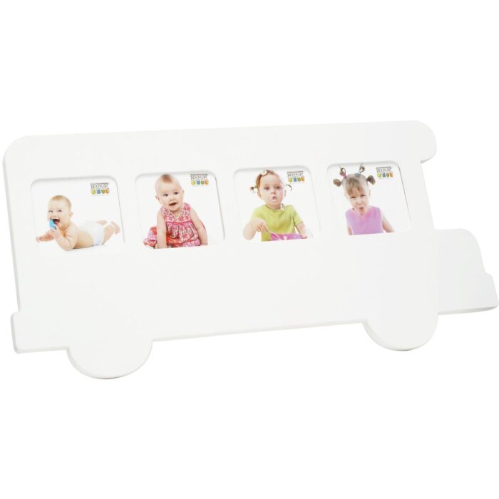 Cadre enfant bus blanc bois 7,0 x8,0 cm