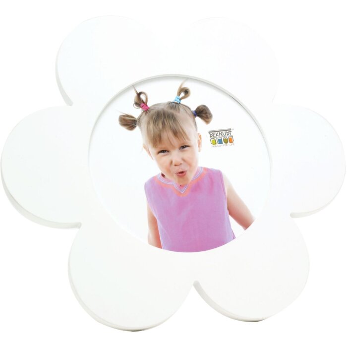 Cadre enfant fleur blanc bois 12 cm