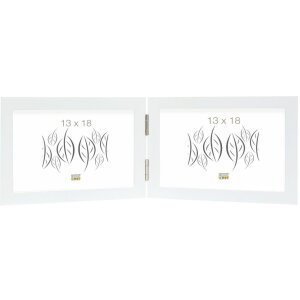 Cadre double en bois S68FK Deknudt blanc 13x18 cm paysage