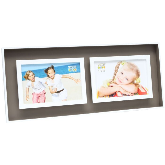 Cadre photo taupe-blanc bois 2 photos 10x15 cm