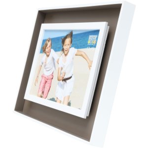 Cadre photo taupe-blanc bois 13,0 x18,0 cm