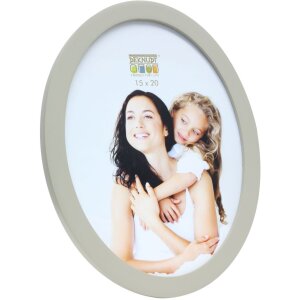 S67YV Cadre photo gris bois 13 cm rond