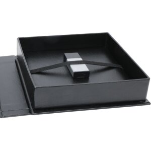 Boîte USB noire en cuir 8,0 x8,0 cm