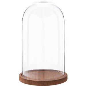 Clayre & Eef 6GL1946 Cloche en verre 28 cm bois verre...